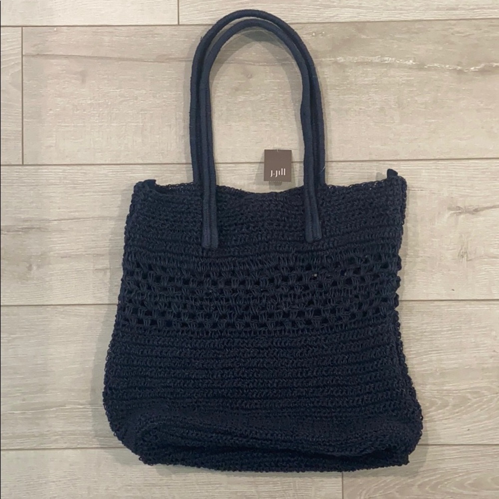 J.Jill Blue Straw Tote Bag